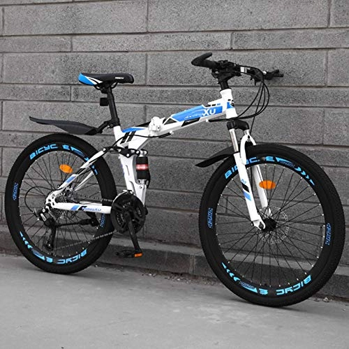 Falträder : BEIGOO 26Zoll Mountainbike, Mountainbike Fahrrad, Leicht Und Stabil Draussen Faltrad Klapprad, Hochfester Stahl, für Männer Frauen Teenager Radfahren Fitness-24Gang-Blau B
