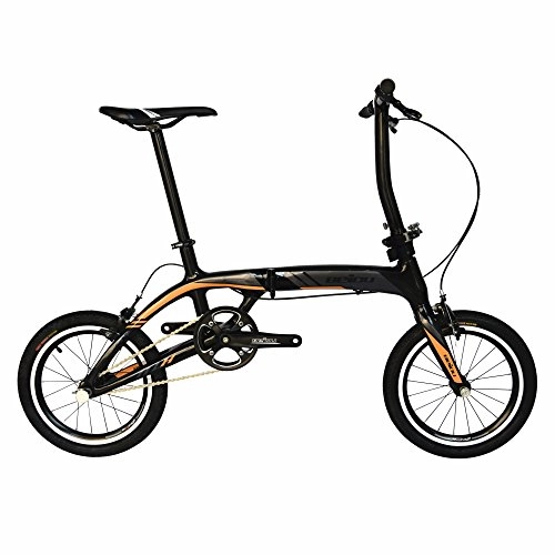 Falträder : BEIOU Sports Ultra Full Carbon Speed Klappfahrrad Superlight Urban Bike 16.8lb Downtown Bikes Falten Sie unten zu kleines Paket für Limousinen, Hecktürmodelle 14Inch / 16Inch CB026 (14-Inch)
