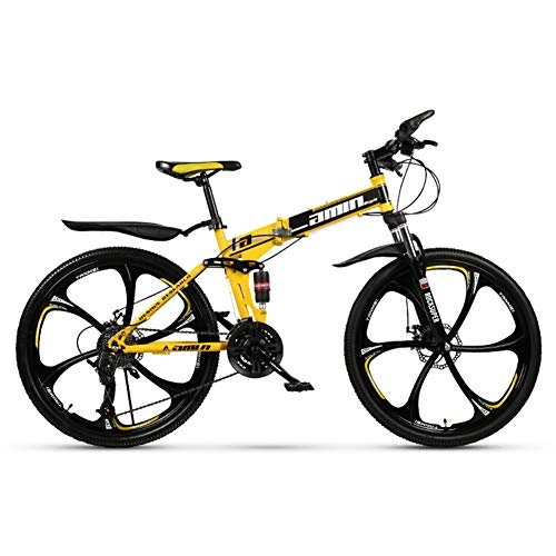 Falträder : Berg Faltrad, 26 Zoll, Mountainbike, 24-Gang Getriebe, Doppelaufhebung, Kinder Fahrrad, Jungen Und Mädchen Fahrrad, Gelb