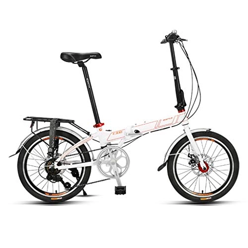 Falträder : Bicicletta Faltbar, 20 Zoll, männlich und weiblich, 7-Gang-Rahmen aus Aluminiumlegierung (Farbe: Weiß, Größe: 150 x 77 x 117 cm).