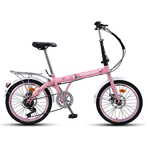 Falträder : Bicicletta Faltbar, für Erwachsene und Frauen, tragbar, mit kleinem Rad, zusammenklappbar für Erwachsene mit 20 Geschwindigkeiten (Farbe: Pink, Größe: 146 x 65 x 95 cm)