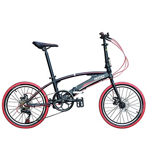 Falträder : Bike 20 Zoll Doppelrohr Faltbares Fahrrad Ultraleicht Und Tragbar Scheibenbremse Siebengang-Positioniergetriebe Männer Und Frauen Erwachsene Rennradfahren Grau Weiß Rot