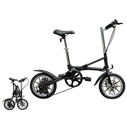 Falträder : Bike Faltbares Fahrrad X-Typ 14 Zoll 7 Geschwindigkeit Kohlenstoffreicher Stahl Doppelscheibenbremse Fahrrad Leichtes Mini Tragbar Erwachsener Student Männlich Und Weiblich 1 Sekunde Faltrad