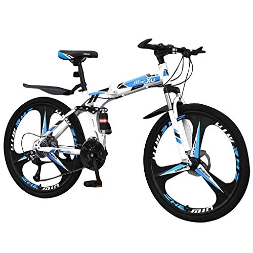 Falträder : Blingko 26 Zoll Fahrrad Mountainbike MIT 21-Gang Shimano Gabelfederung Doppel Scheibenbremse Jungen-Herren Rad Bike, mit Hinterschutzblech (Blau)