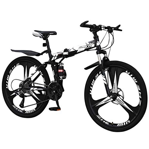 Falträder : Blingko 26 Zoll Fahrrad Mountainbike MIT 21-Gang Shimano Gabelfederung Doppel Scheibenbremse Jungen-Herren Rad Bike, mit Hinterschutzblech (Weiß)