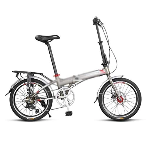 Falträder : BXU-BG Klapprad Geschwindigkeit Fahrräder 20 Zoll Fahrrad Kleines Fahrrad, High Carbon Stahlrahmen, 7-Gang-Übertragungssystem, (Farbe: grau, Größe: 154 * 30 * 118cm)