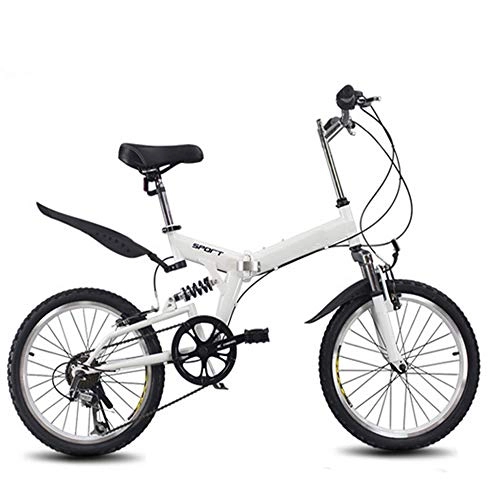 Falträder : CARACHOME 20 Zoll Faltrad 6 Variable Geschwindigkeit Fahrrad Rennrad Mountainbike Tragbares leichtes Fahrrad, Weiß
