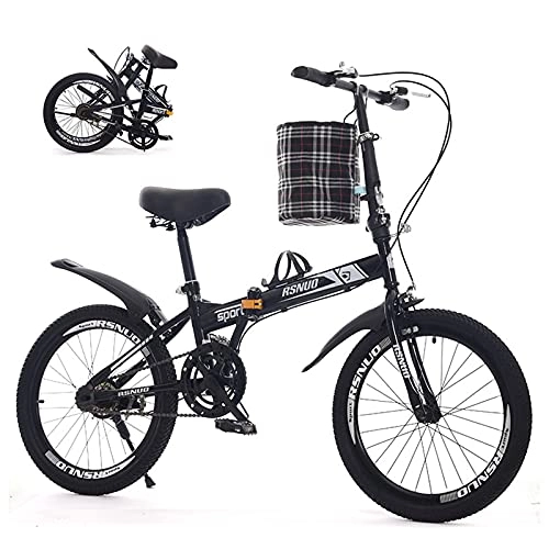 Falträder : Carz Klappfahrräder, tragbares, ultraleichtes Erwachsenen-Klapprad mit Korb, verstellbarer Lenker und Sitz, geeignet für Jugendliche und Erwachsene (50, 8 cm)