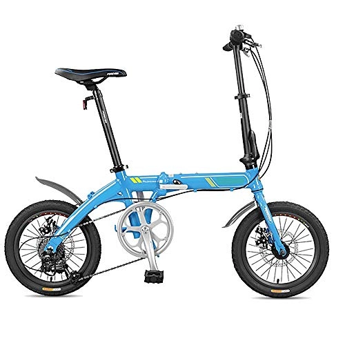 Falträder : CHEZI FoldingFaltrad Aluminiumlegierung Shift Männlichen und Weiblichen Studenten Leichte Fahrrad Kleine Straße Sportwagen 16 Zoll 7 Geschwindigkeit