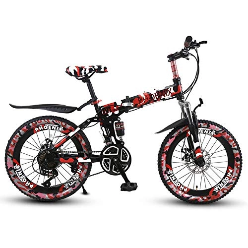 Falträder : CHEZI Mountain BikeFaltbare Fahrrad Mountainbike Geschwindigkeit Stoßdämpfer Scheibenbremse Junge Grundschulkinder 20 Zoll