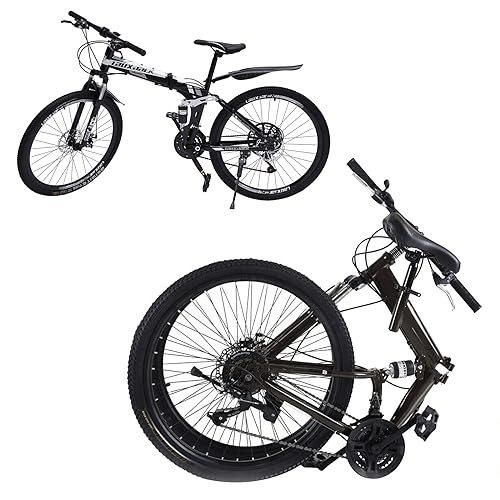 Falträder : CHIMHOON 26 Zoll Mountainbike für Erwachsene Klappbar Fahrräder 21 Gang MTB Mountainbike Klappfahrrad Schwarz / Rot Fahrrad Unisex für Körpergrößen von 160-190CM, MAX 130KG (85% Vormontage)