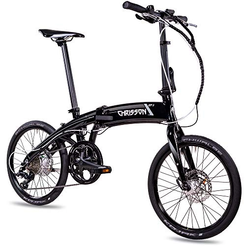 Falträder : CHRISSON 20 Zoll E-Bike City Klapprad EF3 schwarz - E-Faltrad mit Bafang Nabenmotor 250W, 36V und 45 Nm, Pedelec Faltrad für Damen und Herren, praktisches Elektro Klappfahrrad, perfekt für die Stadt