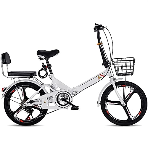 Falträder : COKECO Faltrad 20 Zoll Klapprad City Bike, 6-Gang-Getriebe, Leichter Rahmen, Geländetauglich Für rutschfeste Und Verschleißfeste Reifen, Kleines Klapprad Mit Kindersitz