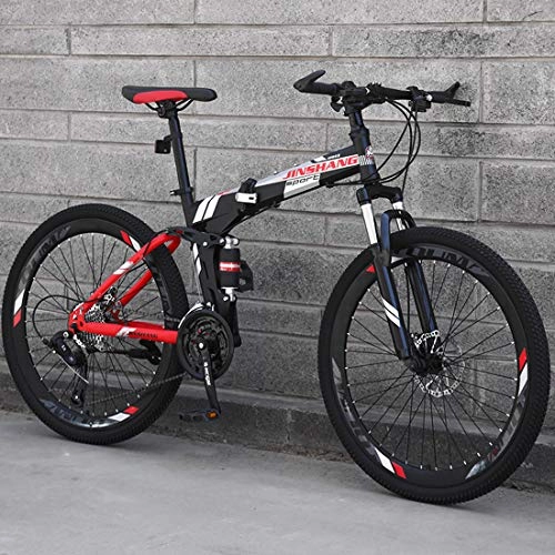 Falträder : CPY-EX Folding Mountain Bike 21 / 24 / 27 Geschwindigkeit Fahrrad Full Suspension MTB Faltbarer Rahmen 26" Speichen Hub, B, 21