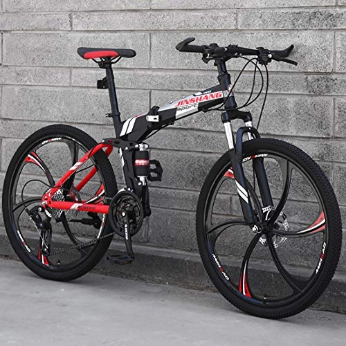 Falträder : CPY-EX Mountainbike, Folding Mountain Bike 21 / 24 / 27 Geschwindigkeit Fahrrad Full Suspension MTB Faltbarer Rahmen 26" 3 / 6 / 10 Spoke Wheels, A2, 24