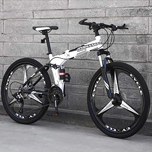 Falträder : CPY-EX Mountainbike, Folding Mountain Bike 21 / 24 / 27 Geschwindigkeit Fahrrad Full Suspension MTB Faltbarer Rahmen 26" 3 / 6 / 10 Spoke Wheels, C1, 24