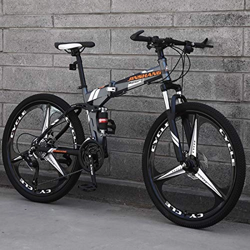 Falträder : CPY-EX Mountainbike, Folding Mountain Bike 21 / 24 / 27 Geschwindigkeit Fahrrad Full Suspension MTB Faltbarer Rahmen 26" 3 / 6 / 10 Spoke Wheels, D1, 24