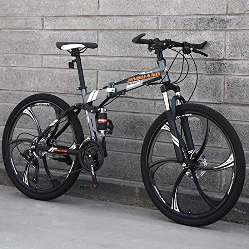 Falträder : CPY-EX Mountainbike, Folding Mountain Bike 21 / 24 / 27 Geschwindigkeit Fahrrad Full Suspension MTB Faltbarer Rahmen 26" 3 / 6 / 10 Spoke Wheels, D2, 21