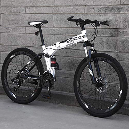 Falträder : CPY-EX Mountainbike, Folding Mountain Bike 21 / 24 / 27 Geschwindigkeit Fahrrad Full Suspension MTB Faltbarer Rahmen 26" Speichen Hub, D, 21