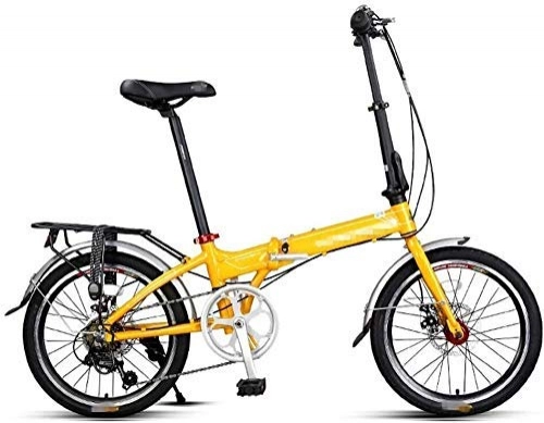 Falträder : CXY-JOEL Adult Folding Bike, 20 Zoll 7-Gang Faltrad, Super Compact Urban Commuter Fahrrad, Faltrad Mit Anti-Rutsch- Und Verschleißschutzreifen, Graue Falträder Für Erwachsene, Gelb