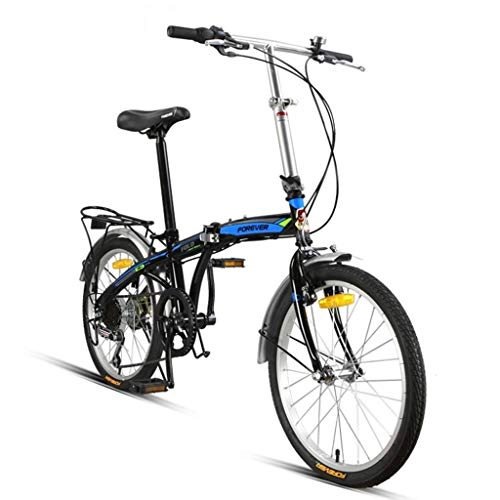 Falträder : CYSHAKE 20 Zoll mit Variabler Geschwindigkeit Fahrrad Erwachsener Universalfahrrad klappbaren tragbaren City Bike Ultra Bemannte BicycleStudents Bike Komfortfahrräder (Color : Blue)