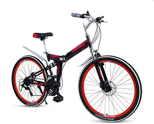 Falträder : CYSHAKE 26-Zoll-Unisex Fahrrad, Gelände Rad mit Variabler Geschwindigkeit, ATV-Geländefahrrad Erwachsener, Faltbare 8 Sekunden flach auf dem Boden Komfortfahrräder (Color : Red)