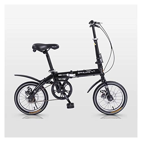 Falträder : CYSHAKE Klapprad Ultra kleines Rad Fahrrad Rennrad kleines Kind Erwachsener Stadtrad Minifahrrad Hochlastlager 14 Zoll Komfortfahrräder (Color : Black)