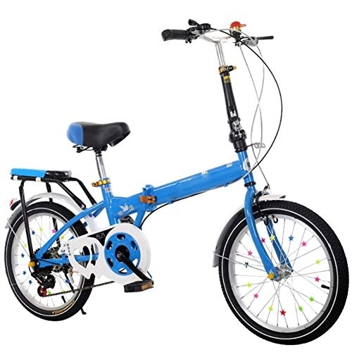 Falträder : D&XQX 14-Zoll-Faltrad Fahrrad Pendler Faltbare Fahrrad Frauen Student Auto-Fahrrad leichte Aluminiumrahmen Stoßdämpfung 106X83cm, Blau, 14 inches