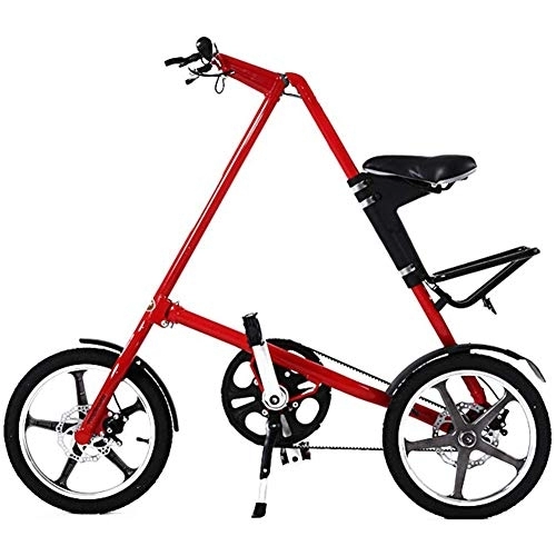 Falträder : D&XQX 14-Zoll-Ultra Light Mini Folding Bike bewegliche im Freien Faltbare Bicicleta stoßdämpfender Off-Road Anti-Reifen Mountain Bike, Rot, 16 inches