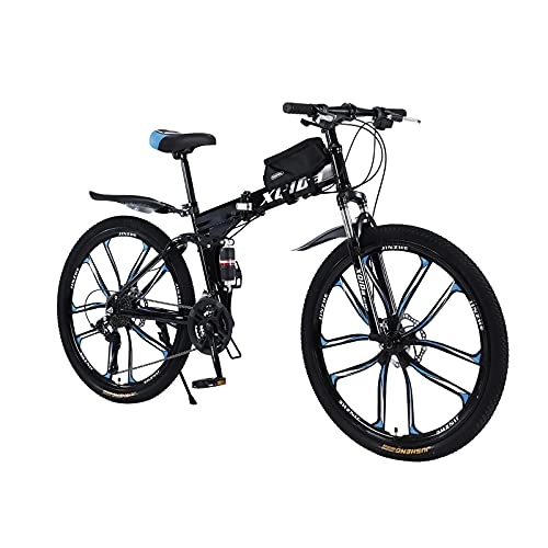 Falträder : Dauerhaft 26 Zoll Klapprad Kohlenstoff - Stahl Klapprad 26 Zoll Herrenrad Vollgefedert Rahmen mit Fahrradtasche
