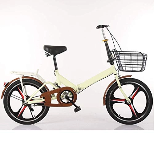 Falträder : DFKDGL 50, 8 cm großes Rad Scheibenbremse Faltrad für Erwachsene Herren und Damen, tragbares Outdoor-Fahrrad, Hartstahl Cruiser-Fahrrad mit Heckablage, Komfort-Sattel (Farbe: Rosa) Einrad
