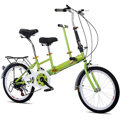 Falträder : DiLiBee Tragbares Klapprad Tandem-Fahrrad Familienfahrrad aus Hartstahl, 2-Sitzer, fr 2 Kinder, 7 Geschwindigkeiten.