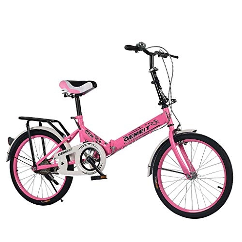 Falträder : DIPOLA 20 Zoll Mini Small Bicycle Erwachsene weibliche Klappfahrrad Student Car (Pink)
