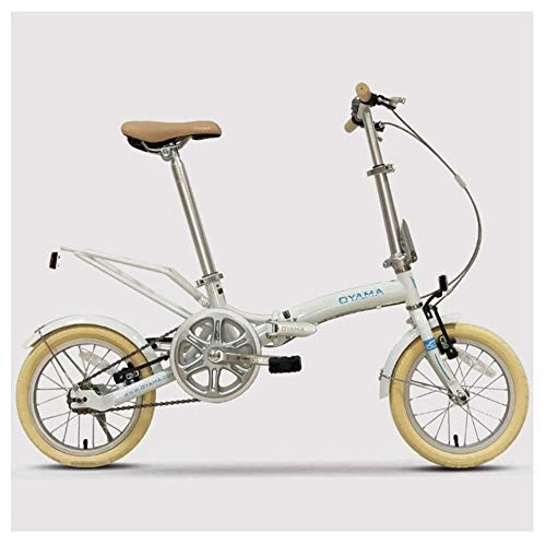 Falträder : DJYD Mini Folding Bikes, 14 Zoll Erwachsener Frauen Single Speed ​​faltbares Fahrrad, leicht, tragbares Super Compact Urban Commuter Fahrrad, Weiß FDWFN (Color : White)