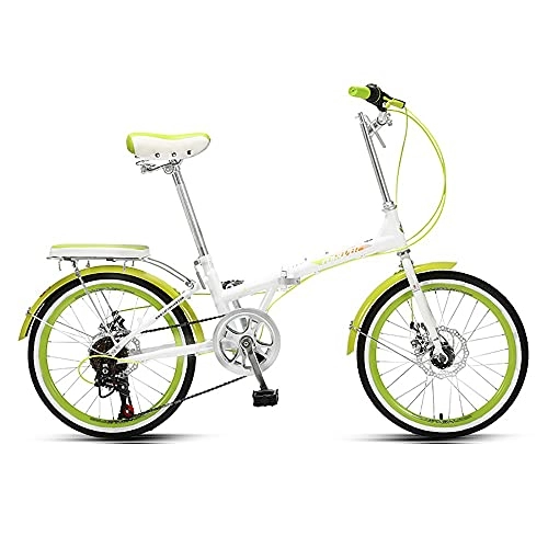 Falträder : DODOBD 20-Zoll-Faltrad für Erwachsene, Klapprad City Bike mit Variabler Geschwindigkeit für Erwachsene, Scheibenbremse, Kohlenstoffstahl, Geeignet für Das Fahren Im Freien