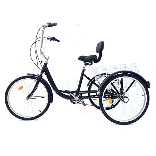 Falträder : Dreirad Für Erwachsene 24 Zoll 6-Gang Fahrrad Tricycle mit Korb Klappbar Cityräder für Adult Schwarz
