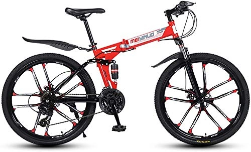 Falträder : Drohneks Faltrad 21 / 24 / 27 Speed ​​Mountainbike 26 Zoll 10-Speichen-Räder MTB Dual Suspension Bicycle