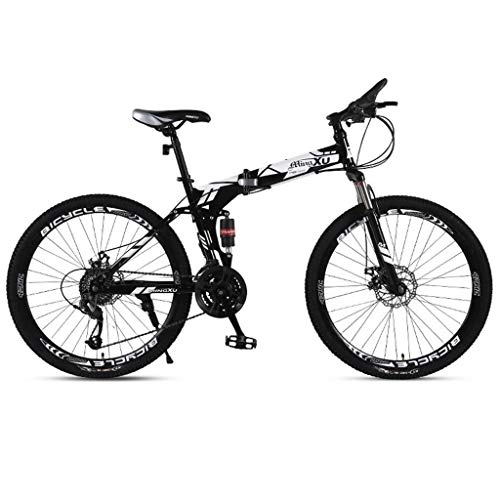 Falträder : Dsrgwe Mountainbike, 26inch Mountain Bikes, faltbar Bergfahrräder Hardtail, Stahl-Rahmen, Doppelscheibenbremse und Doppelaufhebung (Color : Black+White, Size : 21 Speed)