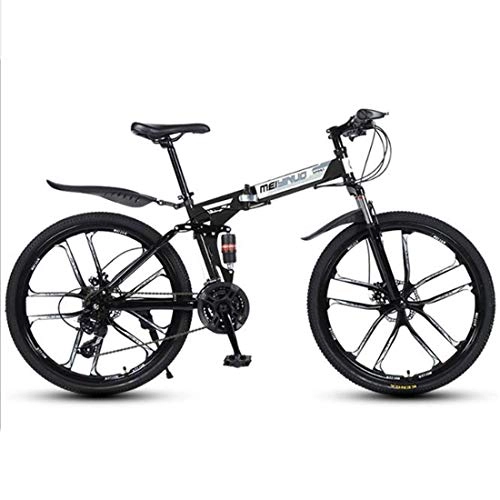 Falträder : Dsrgwe Mountainbike, Faltbare Mountainbike, Stahl-Rahmen Hardtail Fahrräder, Doppelscheibenbremse und Doppelhänge (Color : Black, Size : 21 Speed)