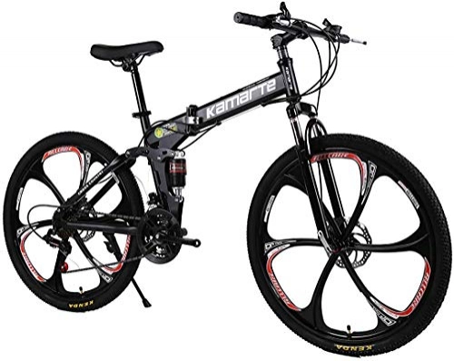 Falträder : DX Fahrräder mit stärkerem Rahmen, zusammenklappbar, Mountainbike, Erwachsene, 66 cm, 21 / 24 / 27 Gänge, Doppelscheibenbremsen, Schwarz, Schwarz , 27speed