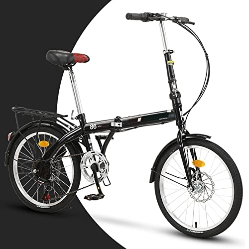 Falträder : Dxcaicc Klapprad Tragbares Fahrrad mit 6 Gängen Höhenverstellbar Einfach faltbares Stadtfahrrad für Erwachsene Männer und Frauen Jugendliche, Schwarz, 20 inch