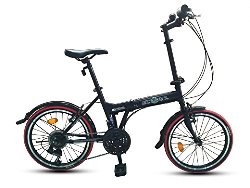 Falträder : Ecosmo 20F03BL City Fahrrad 21 Gänge 20 Zoll (51 cm) zusammenklappbar