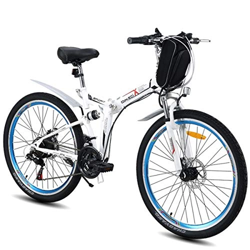 Falträder : Elektrofahrrad 26 Zoll Mountainbike E-Bike klappbar, 350W 48V Doppelaufhängung Bobang Bahrain Batterie, 26 inch White-Retro Wire Wheel