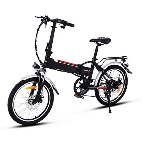 Falträder : Elektrofahrrad Faltbares E-Bike, 20 Zoll Klapprad mit 250w Heckmotor und or, 36V Große Kapazität Lithium-Akku Schwarz