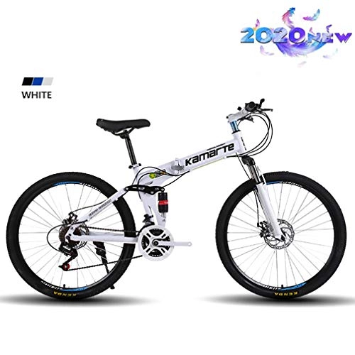 Falträder : Erwachsene City Road Bike 24 Und 26 Zoll Klappräder Mountainbike Faltbare Cycles Mit Carbon-Stahlrahmen Und Doppelscheibenbremse Für Sport-Aerobic-Übung, Weiß, 24
