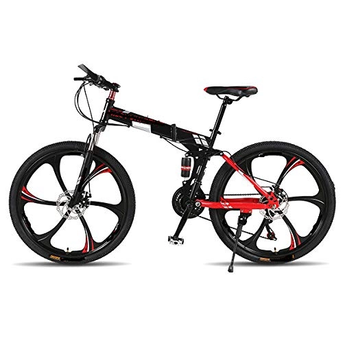 Falträder : Fahrrad Erwachsene dämpfung Mountainbike doppel disc Bremse EIN Rad Off-Road Geschwindigkeit Fahrrad klapp Mountainbike 26 * 17 (165-175cm) Rot