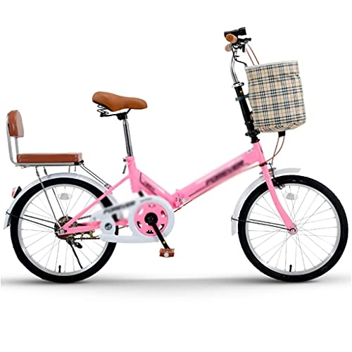 Falträder : Fahrräder Faltbares Ultraleichtes Tragbares Frauen 16-Zoll-, 20-Zoll Erwachsene Schülerfahrrad Faltbares Rennrad (Color : Pink, Size : 20 inches)
