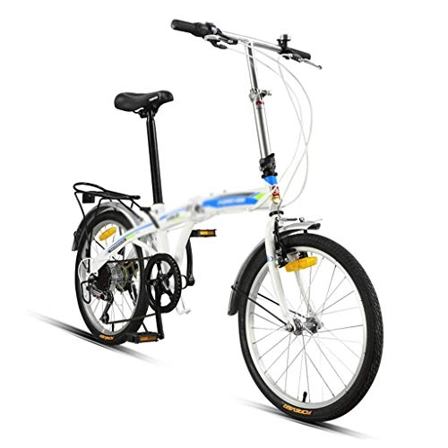 Falträder : Fahrräder Mit Variabler Geschwindigkeit 20 Zoll Fahrrad Faltbares Fahrrad Fahrräder for Erwachsene Kinderfahrrad 7 Geschwindigkeit (Color : Weiß, Size : 20 inches)