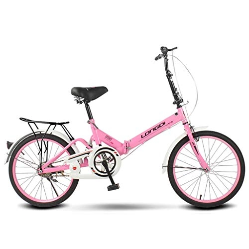 Falträder : Faltbares Fahrrad mit variabler Geschwindigkeit, Mini kompakt, stoßdämpfend, 16 Zoll (40, 6 cm) mit 20 Zoll 155*67*94cm Pink
