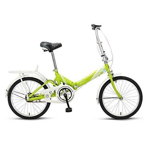 Falträder : Faltbares Fahrrad Ultraleichtes Fahrrad for Erwachsene 20 Zoll Mini Studentenfahrräder 16 Zoll Fahrräder (Color : Green, Size : 16inches)